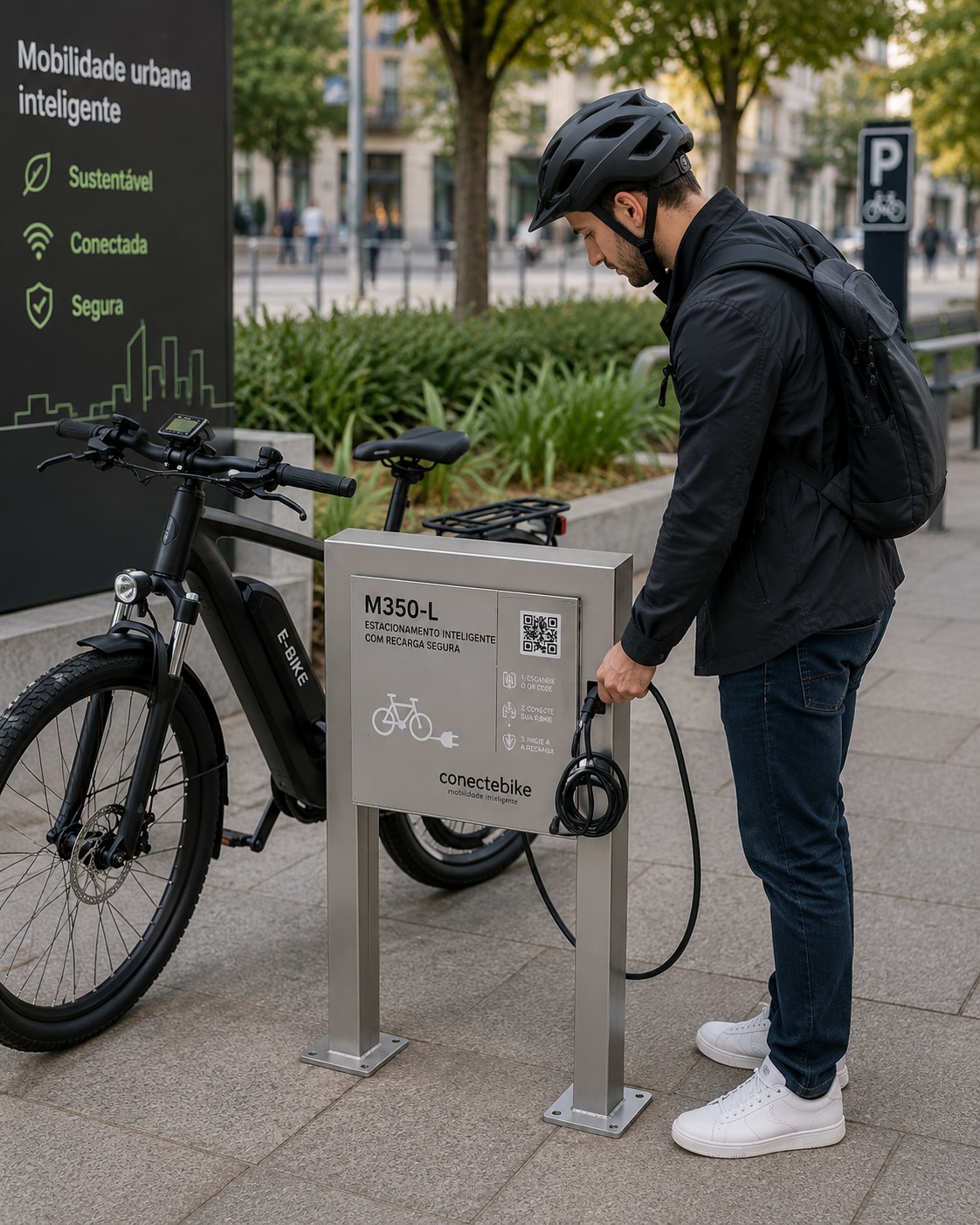 Tomada improvisada versus estação moderna ConecteBike