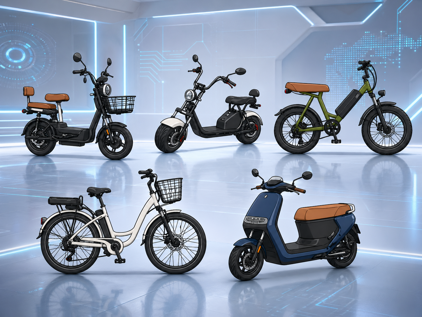 Estação ConecteBike de recarga para bicicletas e motocicletas elétricas em ambiente urbano premium